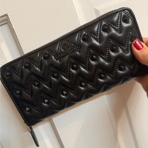 Valentino Black Quilted Zip Wallet